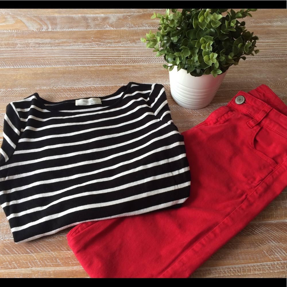 American Eagle Jeggings and Zara W&B Top